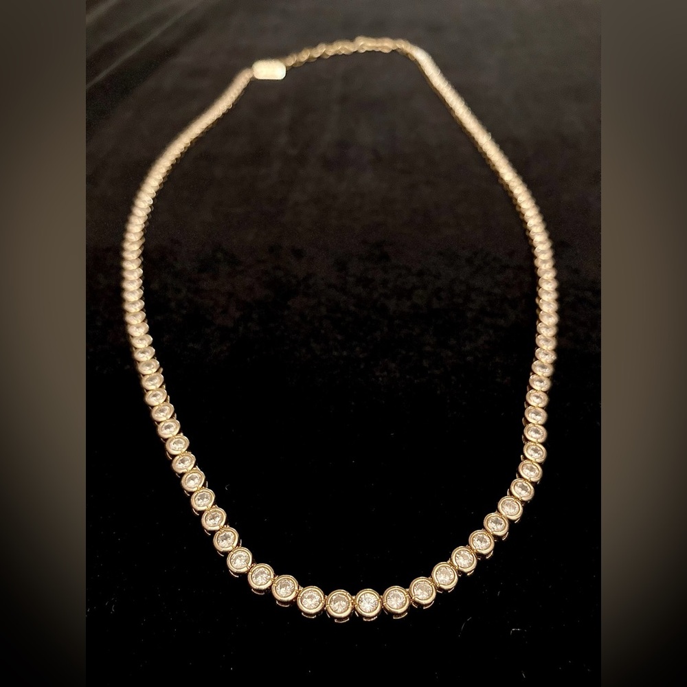 Melinda Maria Baroness Necklace 21.5" - Gold|White Diamondettes NWOT